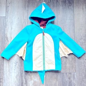 Fun & adorable unisex Cat & Jack 4T aqua blue & cream hooded dragon jacket